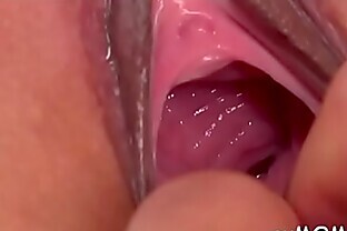 Stunning whore mom with fat pussy lips devours giant unshaved cock