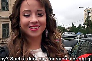Amateur teen giving footjob in the car before anal sex