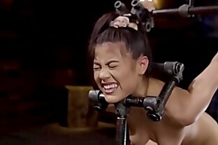 Asian sub gets hands and head in box