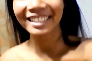 Tanned Long hair and pregnant doing Cum on tits