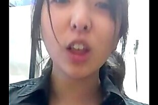 asian girl flashing at work