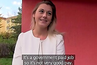 Public Agent Sexy teacher Agnes White fucking in a car for extra Cash