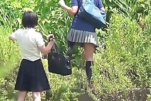 Asian teens in uniform spied on pissing