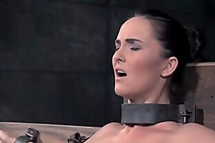 Flogged sub restrained over a sybian 6 min
