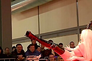 Sexy slut gets down and dirty on the stage