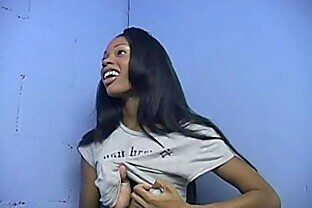 Ebony Hottie Milking Cocks in the Gloryhole 25
