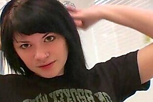 Amateur girl applying makeup