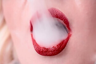 FREE VIDEO (Arya Grander) smoking fetish - hot MILF close up - kinky girl with red lips