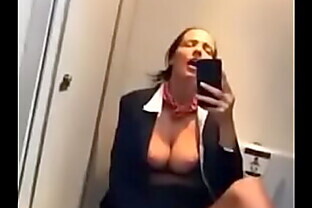 Stewardess masturbates in plane loo.