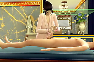 Japanese stepmom gives her stepson a massage in her new salon - Porn video