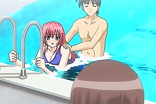 Hentai - Step Sister and Step Brother Almost Caught Fucking in the Pool