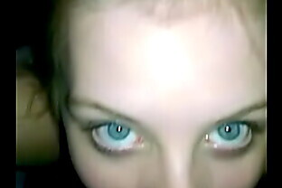 Blonde with blue eyes sucks cock