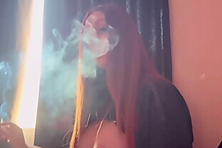 Italian Big Tits Long Hair Artemisia Love Cigarette Smoking Fetish Solo Sesh and tits out