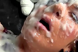 Clit rubbing bukkake slut