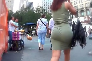 Candid Fat Ass In Green Dress