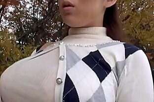 Asian Short hair Deepthroat at Outdoor