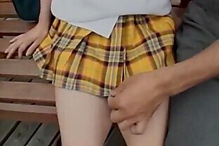 Akane Yoshizawa in uniform gives blowjob