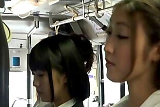 Asian lesbians in bus
