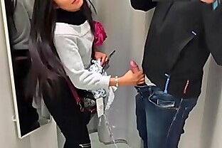 Super horny Asian star Susi sucking off white tourist in changing room and hotel