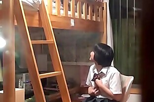 Japanese teen masturbates