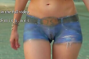 Jeny Smith walks the streets naked with only painted pants. Shocking footage