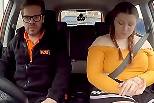 English BBW rides her driving instructors big fat cock