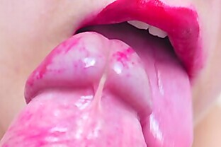 Slobbery and Juicy Blowjob with Red Lips POV