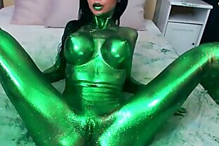 Horny alien girl with nice boobs on webcam -