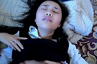 Pretty Chinese teenage College Student CHEN JIA get Cream pie-part 1