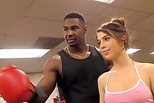 Domina cuckolds in boxing gym for cum