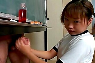 Japanese cutie Itsuki Wakana wanks a hard dick uncensored