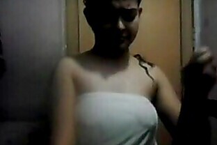 Indian college girl bathing self recorded