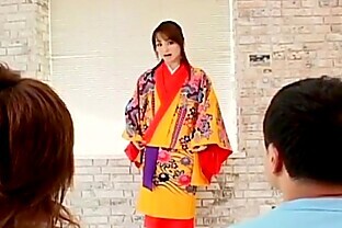Miina is undressed of kimono and well fucked