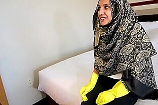 Messy in Hijab Blindfold at Room