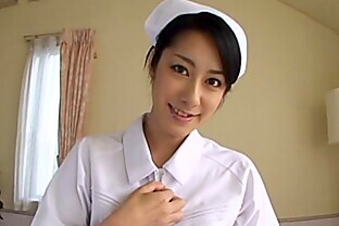 Asian nurse sucking hard on a fat dick pov